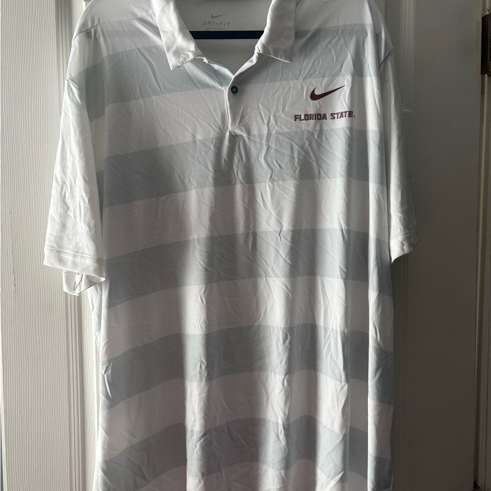 Nike Florida State Men's Gray Striped Polo Shirt Dri-Fit